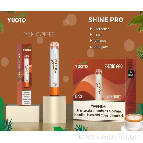 Yuoto Shine Pro Tek kullanımlık Vape 2000 Puffs 850mAH